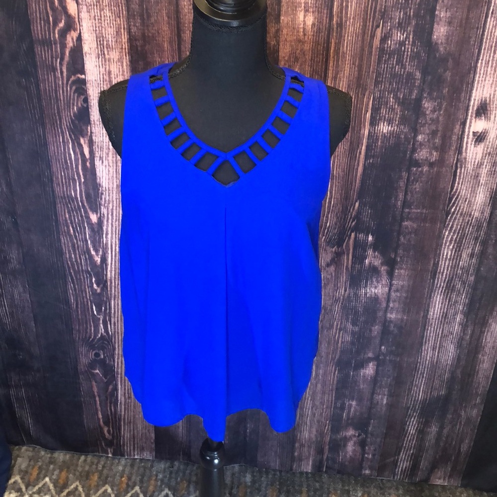Monteau vibrant blue sleeveless blouse